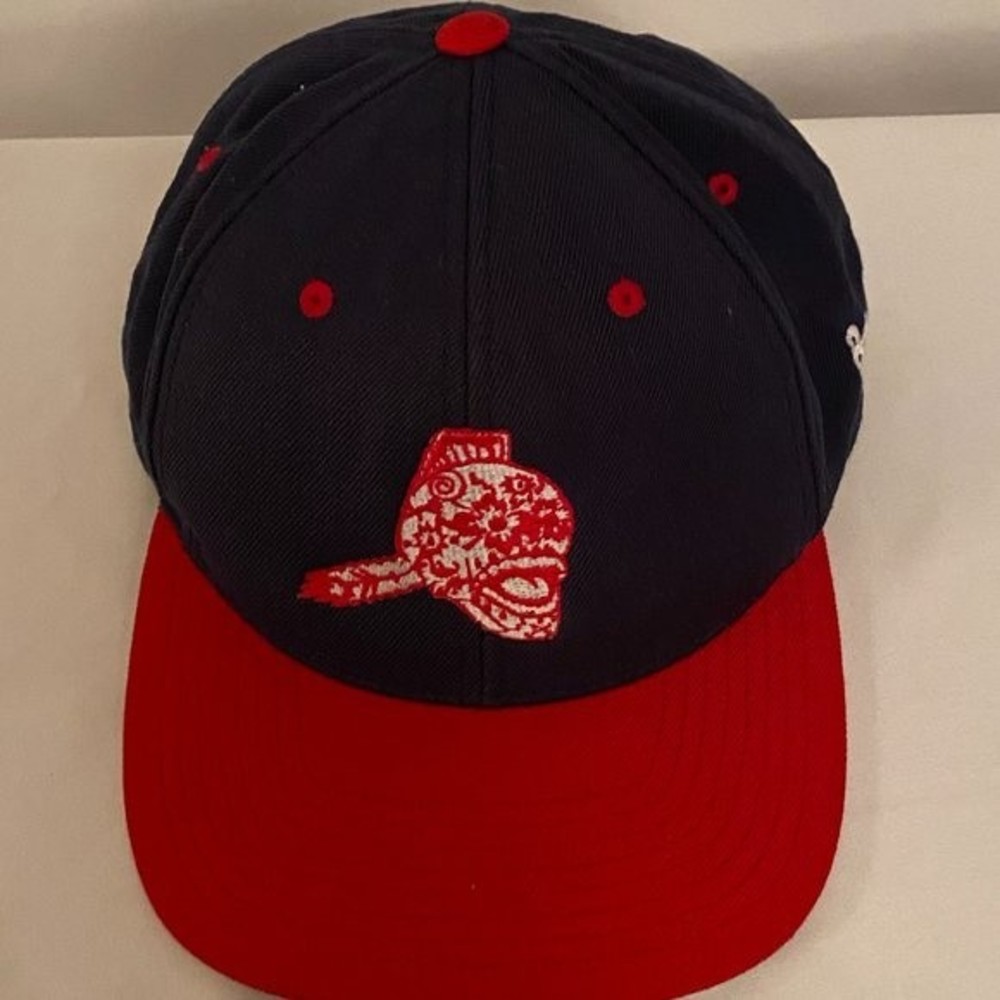 Indian on the front of cap hat - dark blue, red